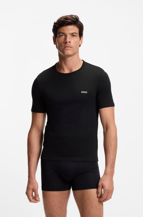 Pack De Três Camisetas Em Algodão Com Logo Bordado