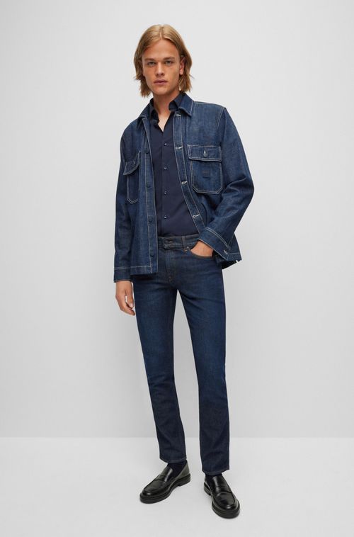 Camisa Slim Fit Em Popeline De Algodão Stretch Easy Iron