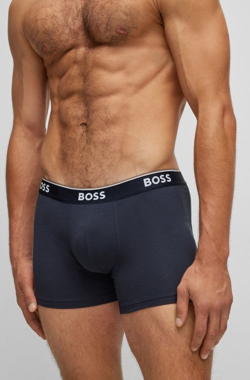 Conjunto 3 Cuecas Boxer Em Algodão Stretch Com Logo
