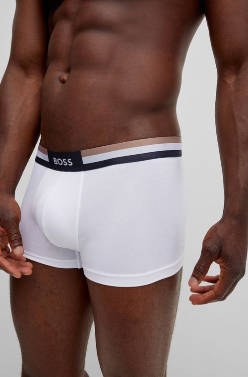 Cueca Em Mistura De Algodão Com Cós Listrado