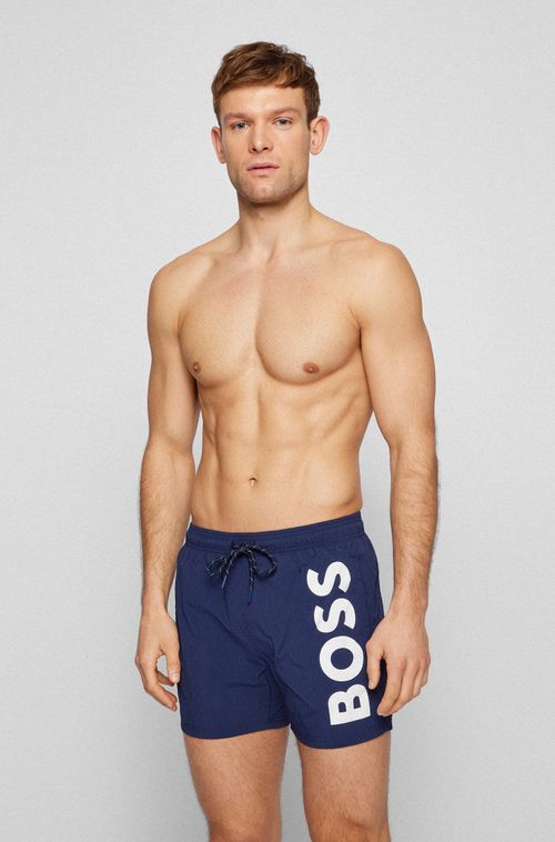 Shorts De Praia De Secagem Rápida Com Logo Em Contraste