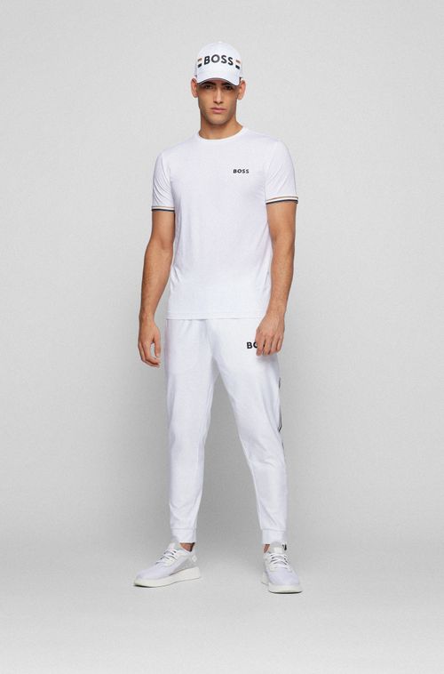 Camiseta De Gola Redonda Com Logo E Riscas Exclusivas BOSS x Matteo Berretini