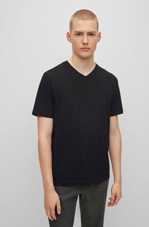 Camiseta Regular Fit Em Algodão Mercerizado Com Gola V