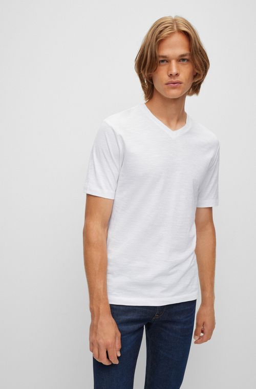 Camiseta Regular Fit Em Algodão Mercerizado Com Gola V