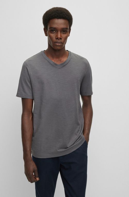 Camiseta Regular Fit Em Algodão Mercerizado Com Gola V