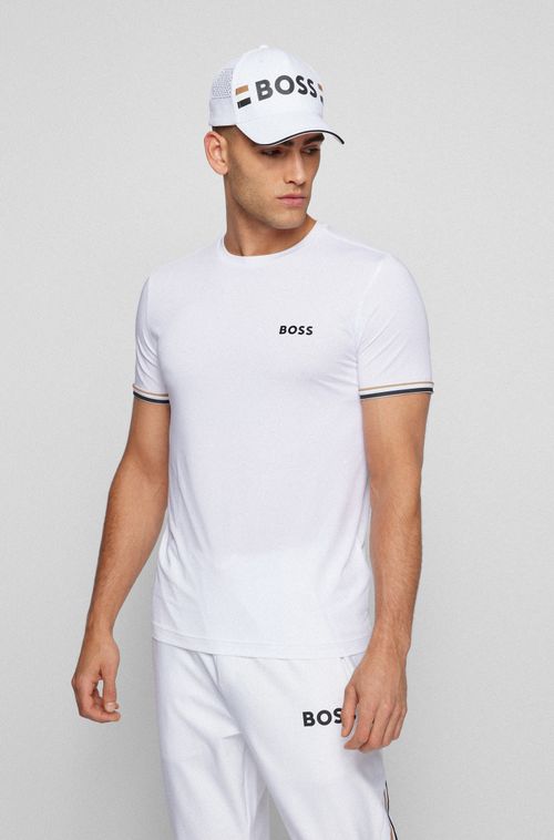 Camiseta De Gola Redonda Com Logo E Riscas Exclusivas BOSS x Matteo Berretini