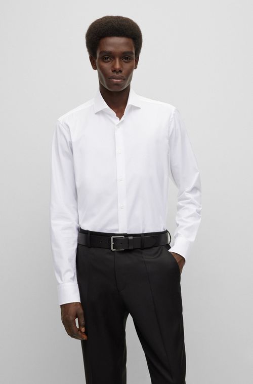 Camisa Regular Fit Em Sarja De Algodão Stretch