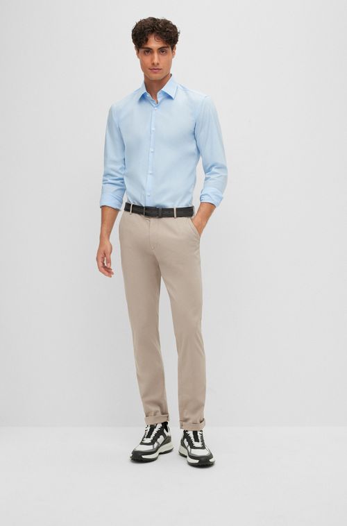 Calça Chino Slim Fit Em Gabardine De Algodão Stretch