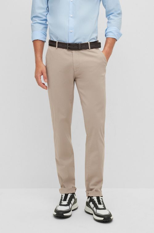 Calça Chino Slim Fit Em Gabardine De Algodão Stretch