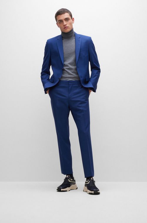 Calça Slim Fit Em Lã Virgem Stretch