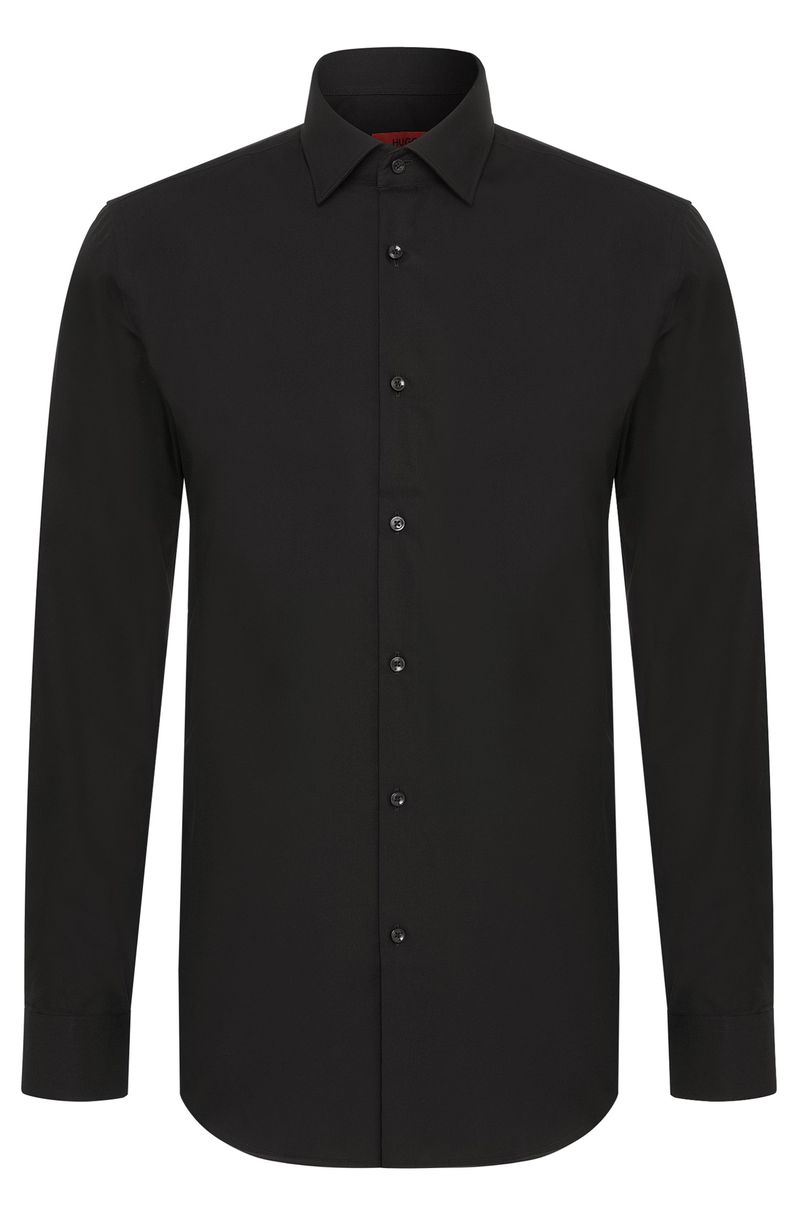 Camisa De Ajuste Slim Em Popelina De Algodão