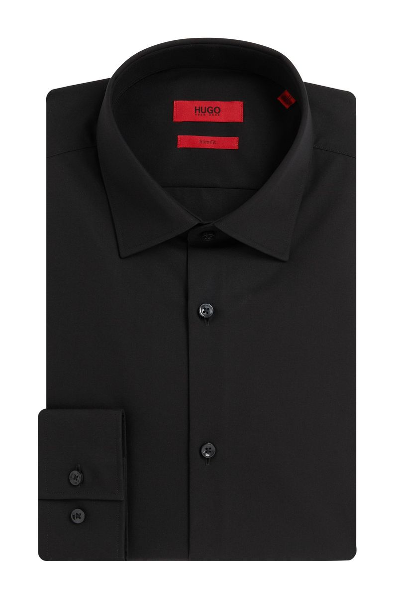 Camisa De Ajuste Slim Em Popelina De Algodão