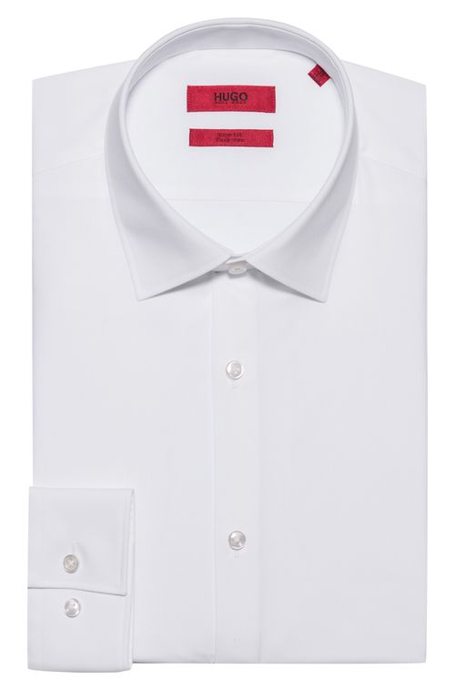 Camisa De Ajuste Slim Em Popelina De Algodão