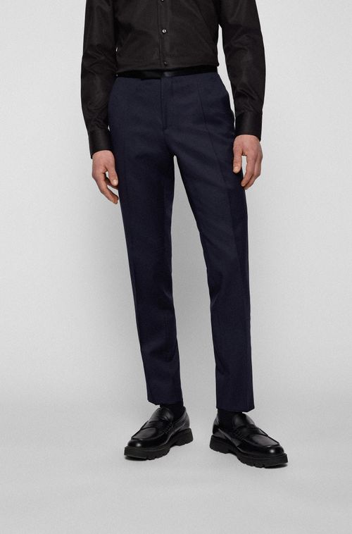 Calça De Smoking Em Sarja De Lã Virgem