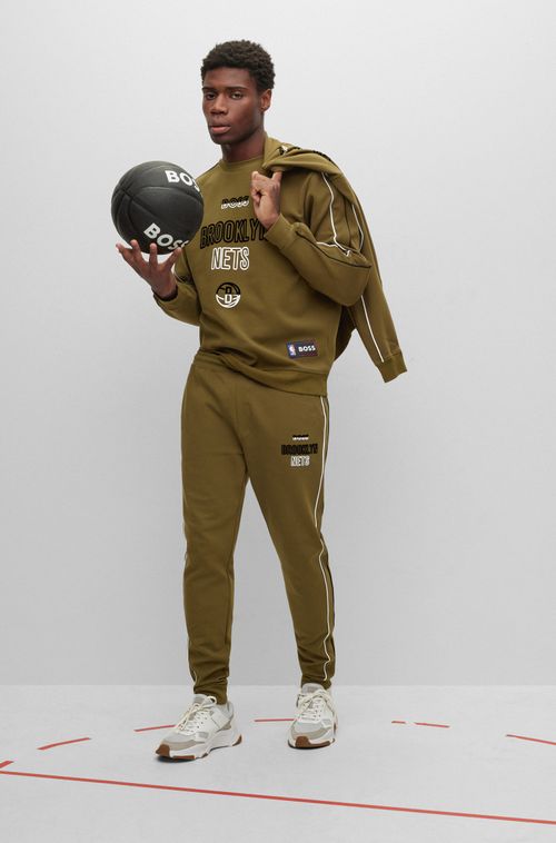 BOSS x NBA Moletom Regular Fit De Algodão Com Marca Colaborativa