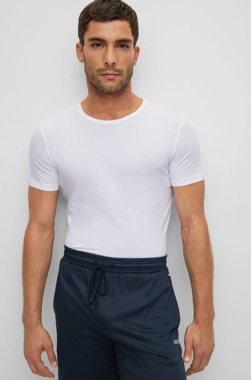 Conjunto De Duas Camisetas Em Algodão Stretch Com Logotipo