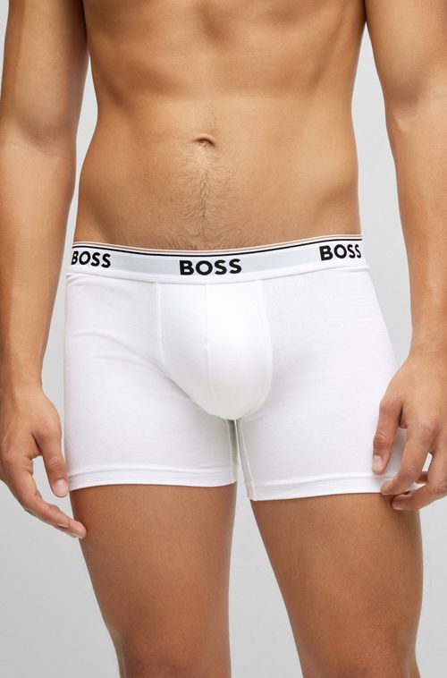Conjunto De Três Boxers Em Algodão Stretch Com Logotipos