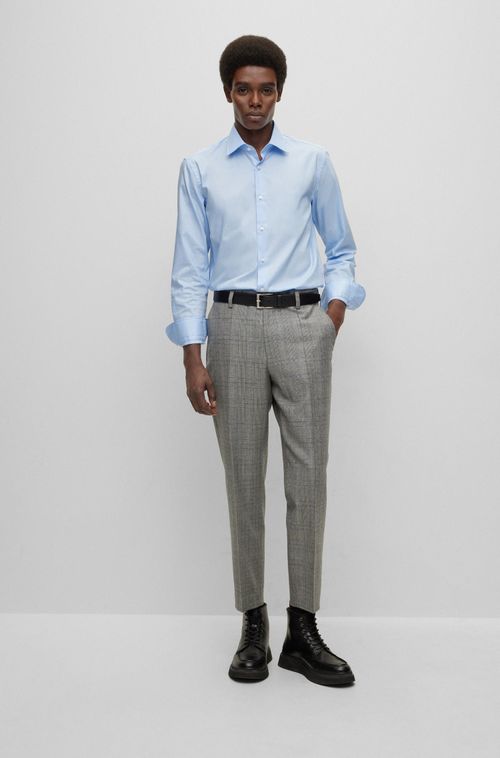 Camisa De Ajuste Slim Em Popelina De Algodão