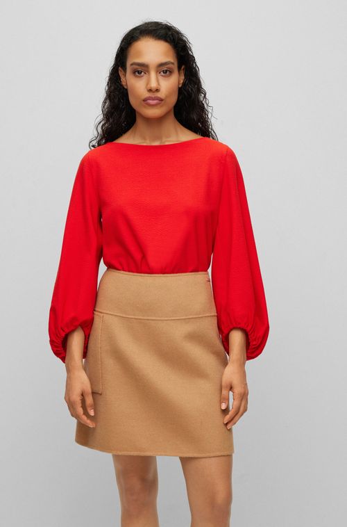 Blusa Regular Fit Com Decote Largo E Mangas De Balão