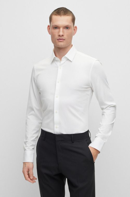 Camisa De Ajuste Slim Em Algodão Elástico De Alto Desempenho
