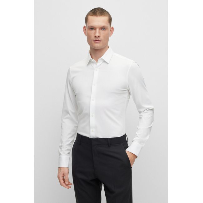 Camisa De Ajuste Slim Em Algodão Elástico De Alto Desempenho