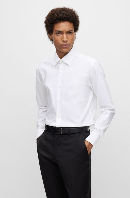 Camisa Regular Fit Em Popeline De Algodão Easy Iron