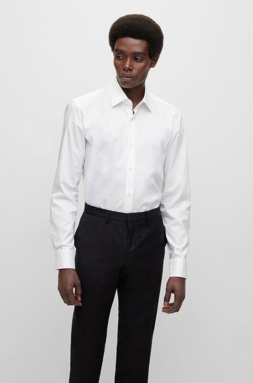 Camisa Slim Fit Em Popeline De Algodão Easy Iron