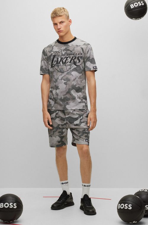 Camiseta BOSS X NBA Em Jersey De Algodão Com Estampa Camuflada