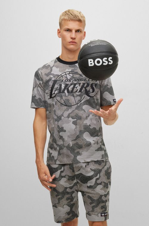 Camiseta BOSS X NBA Em Jersey De Algodão Com Estampa Camuflada
