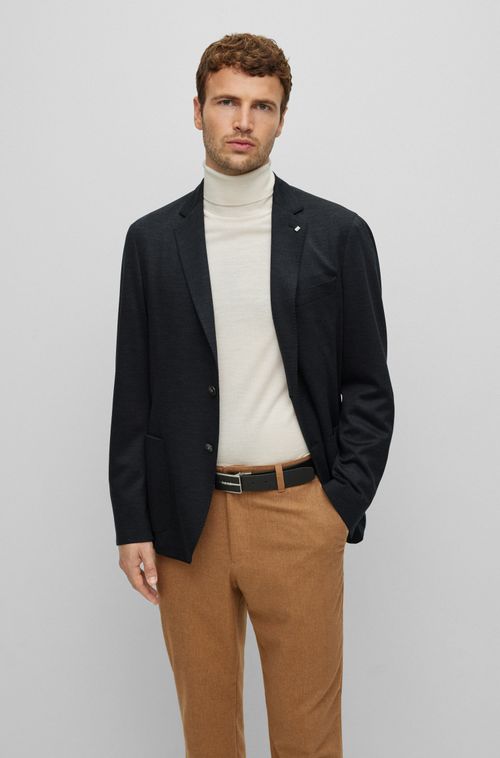 Blazer Slim Fit Em Jersey De Lã Virgem Melange