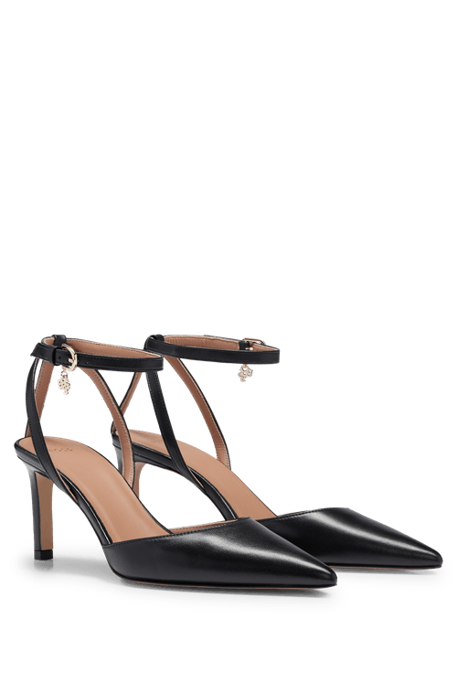 Scarpin Slingback Em Couro De Napa Com Pingente De Logo