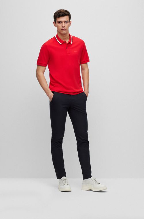 Calças De Ajuste Fino Em Mistura De Algodão Com Stretch