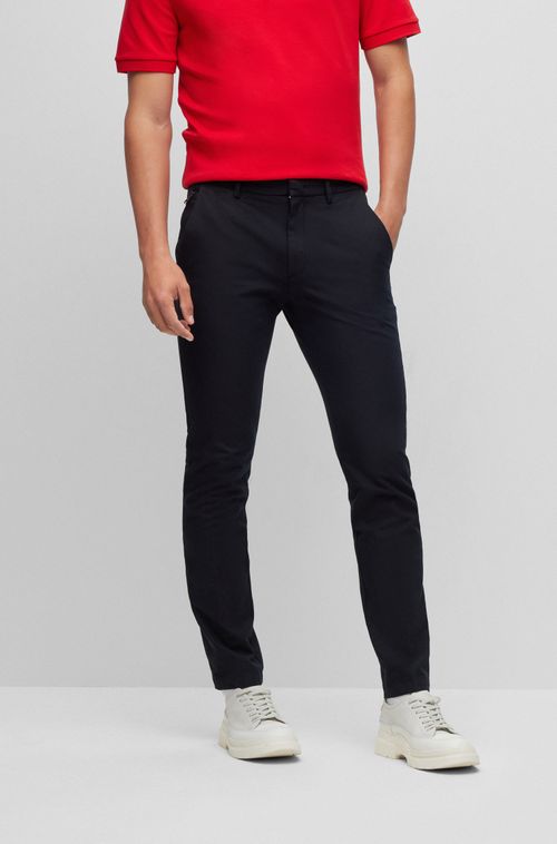 Calças De Ajuste Fino Em Mistura De Algodão Com Stretch