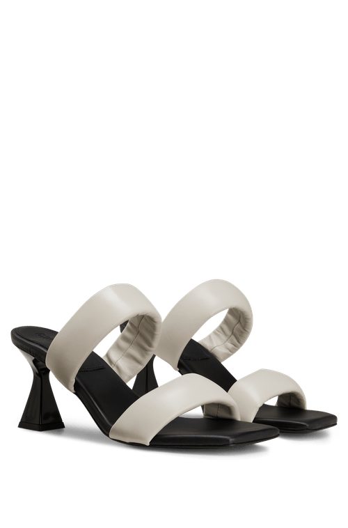 Sandália Em Couro Napa Com Salto Quadrado