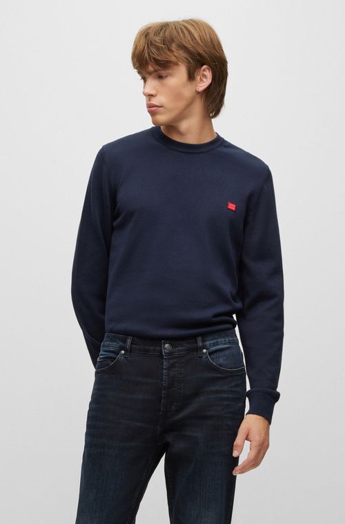 Suéter De Algodão Orgânico Com Etiqueta De Logotipo Vermelho