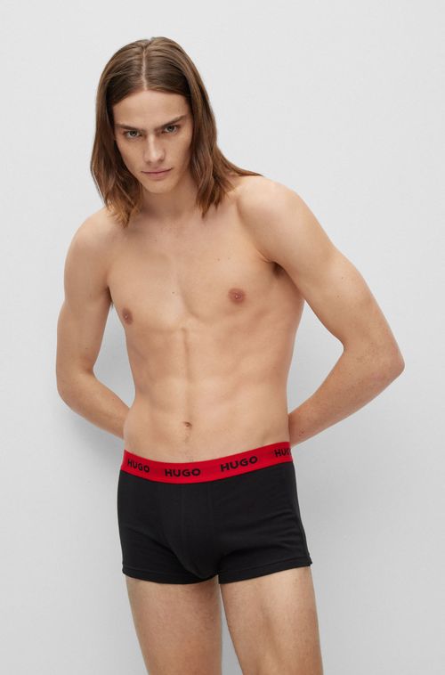 Pacote Com Três Cuecas Boxer De Algodão Stretch Com Elástico De Logo