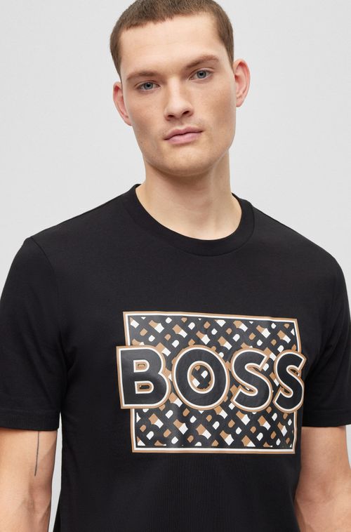 Camiseta De Caimento Regular Em Malha De Algodão Com Estampas Mistas