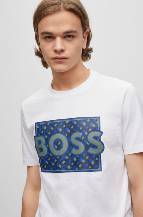 Camiseta De Caimento Regular Em Malha De Algodão Com Estampas Mistas