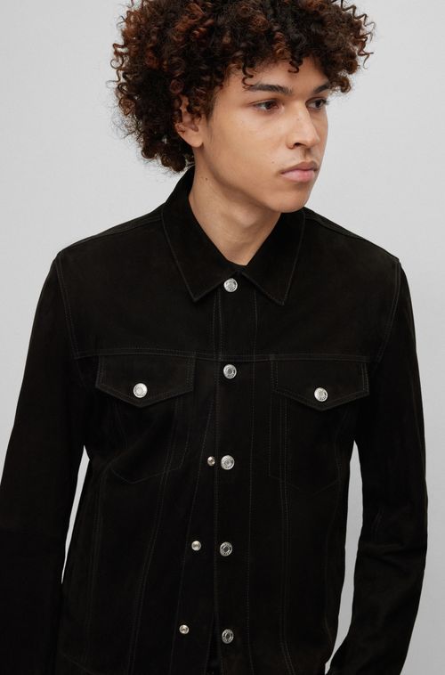 Jaqueta De Camurça Com Emblema Do Logotipo