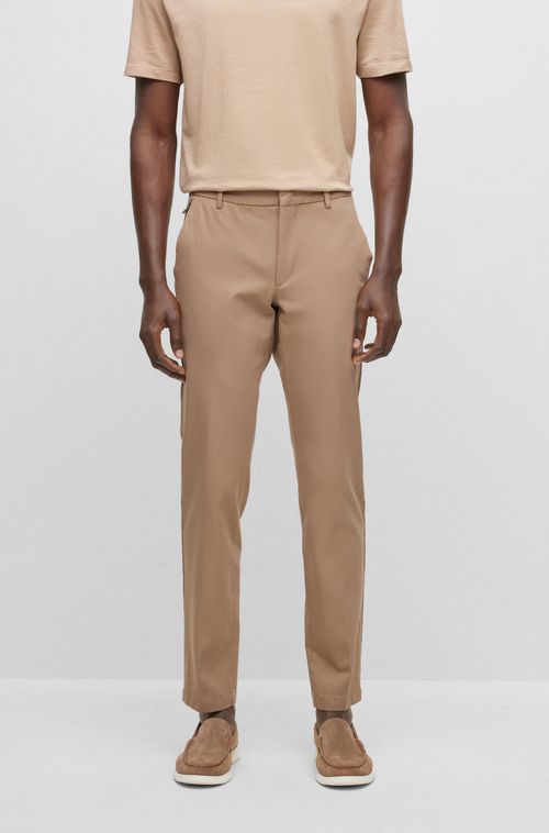 Calças De Ajuste Fino Em Mistura De Algodão Com Stretch