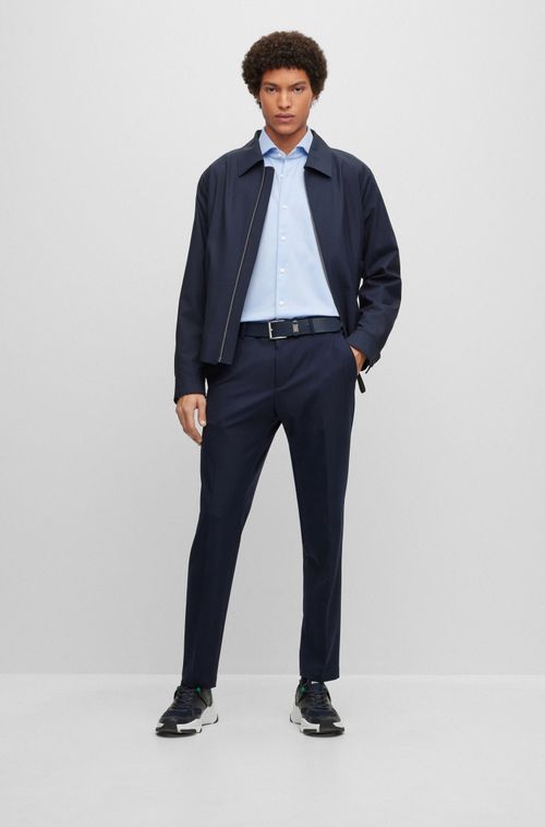 Camisa De Caimento Regular Em Tecido Superflexível Estruturado