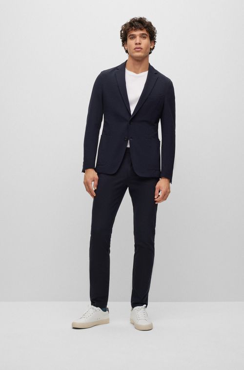 Blazer Slim Fit Em Jérsei De Desempenho Elástico Com Micro Estampas