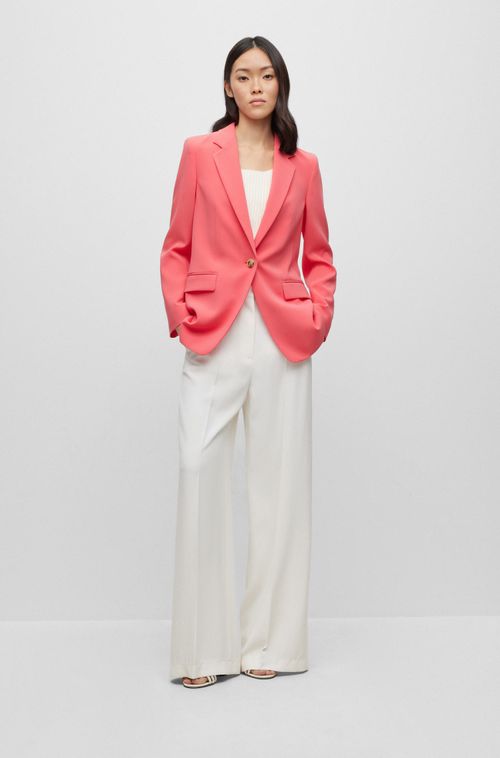 Blazer De Caimento Regular Em Crepe Japonês Com Elasticidade Natural