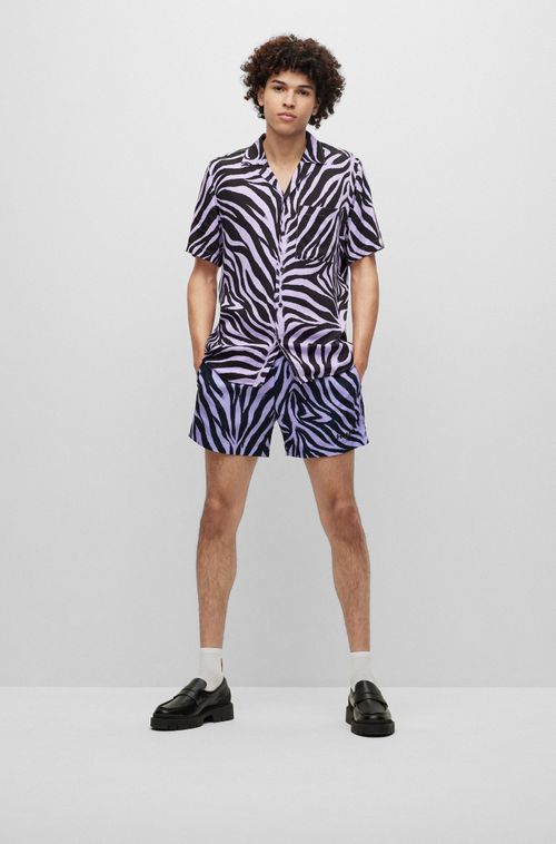 Camisa De Caimento Solto Em Cetim Estampado