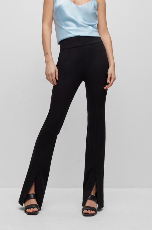 Calças Boca De Sino Slim Fit Em Jersey Elástico
