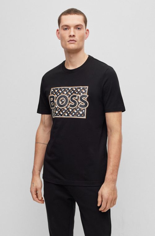 Camiseta De Caimento Regular Em Malha De Algodão Com Estampas Mistas