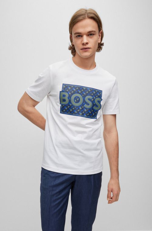 Camiseta De Caimento Regular Em Malha De Algodão Com Estampas Mistas