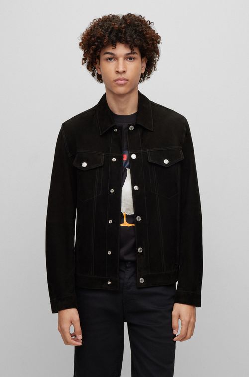 Jaqueta De Camurça Com Emblema Do Logotipo