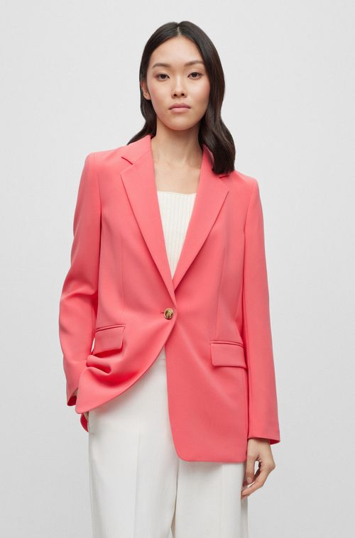 Blazer De Caimento Regular Em Crepe Japonês Com Elasticidade Natural