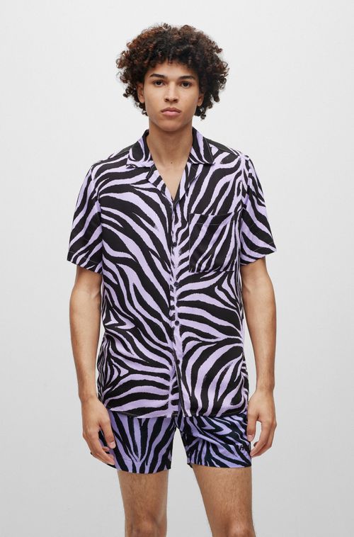 Camisa De Caimento Solto Em Cetim Estampado